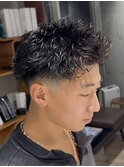 短髪パーマスパイキーパーマメンズショートパーマ原宿フェード