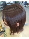肩上ボブ＋レッドブラウン