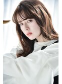 美髪オリーブベージュデザインカラーレイヤーカットウェットヘア