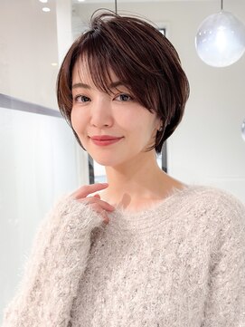ロンドエニカ 大宮(Lond enika) 黒髪カタログ/ショート/オリーブグレー/小顔に見せるヘア☆144