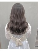 【1ブリーチ+オイルカラー】ミルクティグレージュ/波巻きロング