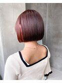 オレンジカラー暖色レッドボブミニボブ暖色系カラーイルミナ