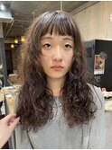 ロングパーマ/オン眉