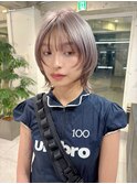 ウルフカット/顔まわりローライト/ホワイトブロンド/ローライト