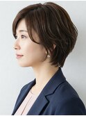 40代/50代/60代ひし形小顔ショートボブ絶壁解消白髪ぼかし△57