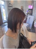 切りっぱなし小顔ボブスタイル×透明感ベージュ艶カラー20代30代