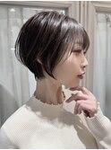 大人ショートボブ丸みショートカットマッシュショート 前髪あり