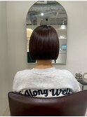 ワンレンボブ前下がりショート内巻きワンカール鎖骨ミディアム