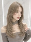 アッシュベージュ / ロング / 韓国レイヤー