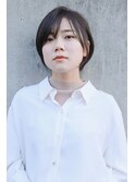 前髪ありひし形耳掛けクールショートボブ