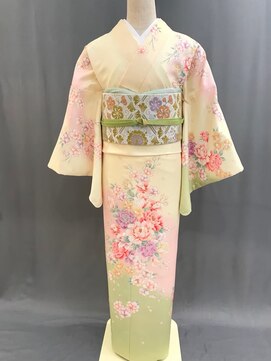 セットサロン フルール(Fleur) ポリ訪問着No.8/【黄】