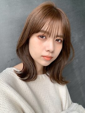 アンガーデン(Une GARDEN) くびれヘア/レイヤーボブ/アプリコットオレンジ/顔周りレイヤー