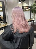 切りっぱなしボブ エアリーロング 美髪 ピンクブラウン