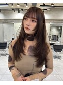 韓国ヘアグレージュカラーブリーチ無し髪質改善イヤリングカラー