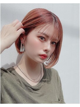 ソレア(solea) ブリーチなしオレンジカラーボブ