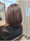 40代50代◎大人上品オリーブブラウンレイヤーボブ