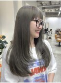 オン眉ぱっつん前髪  レイヤーカット ロングレイヤー ワンカール