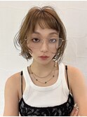 〒ミディアムパーマデジタルパーマボブパーマチェリーブラウン