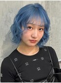 渋谷/ボブ/ケアブリーチ/ハイトーン/ケアカラー/ペールブルー