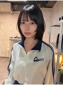 ブルーブラック黒髪ボブレイヤーカット髪質改善渋谷