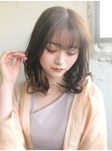 ミディアムレイヤーデザインカラーローライト厚めバングデジパー