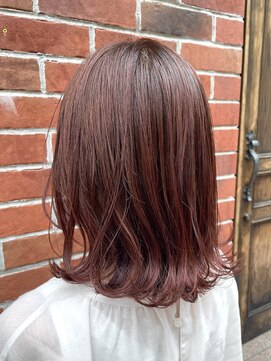 シェノン 梅田(CHAINON) 外ハネミディ×ピンクベージュ