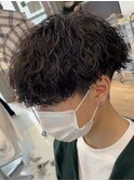 波巻きパーマメンズパーマメンズヘアツーブロックツイストパーマ