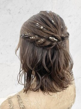 ブルー(BLUE) ハーフアップ ヘアセット 結婚式お呼ばれ mt___213r