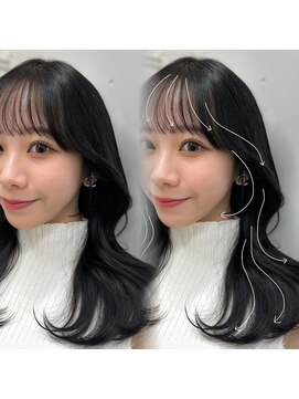 シーン(seen) 【ダークグレージュ】小顔前髪くびレイヤーカット黒髪ブルージュ