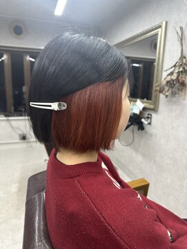 リアン(Lien) インナーカラー×丸みボブ/ダークグレージュ