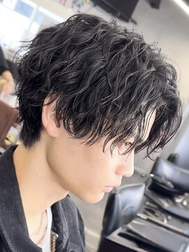 フィフス 仙台(fifth) 仙台波巻きパーマセンターパートウルフメンズマッシュ緩め30代◆