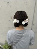ツインお団子アレンジ結婚式 お呼ばれ 二次会成人式卒業式