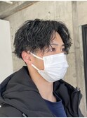 波巻きツイストスパイラルパーマメンズマッシュ