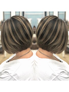 シャルティア 岩国(SHALLTIA) 大人ハイライトカラー/個性的/派手髪/ボブヘアカット/ベージュ系