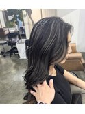 ハイライト バレイヤージュ 外国人風 ミディアムレイヤーカット