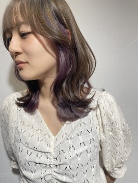 トレフ(Trefle) ミディアムレイヤー/インナーカラー×ラベンダー