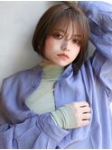 大人可愛いショートボブ×前髪あり小顔カット×マロンブラウン