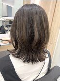 イメチェンホワイトブロンド外ハネボブ美髪ワイドバング韓国黒髪
