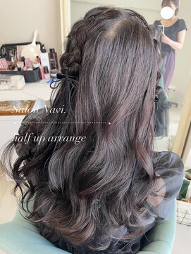 サロンナビ(Salon Navi) 編み込みハーフアップ/結婚式ヘアセット/お呼ばれヘアセット