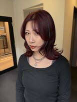ナンバー ソポ 札幌/ジャム 札幌(N° sopo/JAM) ブリーチ無しred color×レイヤーカット
