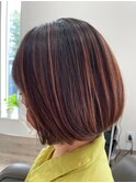 20代30代大人可愛い透明感オレンジカラーボブ 20代30代♪