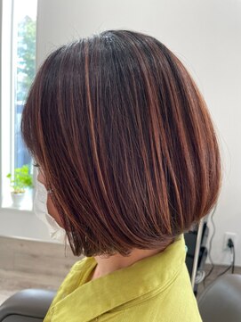 シークレットベースエヌ(Secret Base N) 20代30代大人可愛い透明感オレンジカラーボブ 20代30代♪