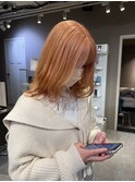 4206ニュアンスカラー艶髪グレーベージュ金髪ボブぱっつん前髪