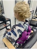 ロープ編みゆるお団子浴衣ヘアアレンジ　美由紀