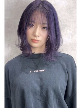 ルノン(LUNON) 外ハネミディ/ミディアム/韓国/ラベンダー/顔周りレイヤー