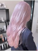 イメチェン/ホワイトブロンド/外ハネボブ/ワイドバング/渋谷