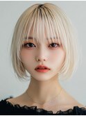 イメチェン　外ハネ　ボブ　美髪　ワイドバング　ブルーブラック