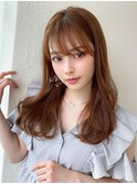 シャギーレイヤー韓国ワンホンヘアシースルーぱっつん前髪