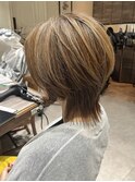 40代50代くびれショートミディアムウルフ髪質改善ベージュカラー