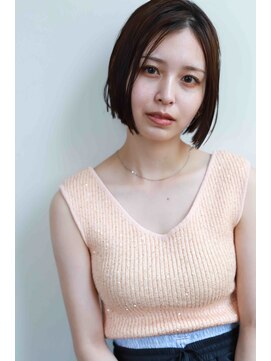 ボブ/ワンレン/ミディアム/切りっぱなし/ストレート